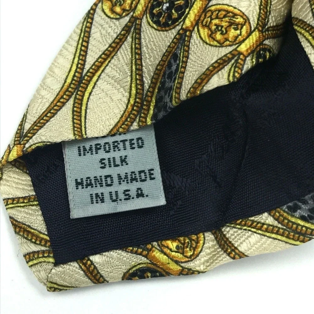 AQUASCUTUM Of London Men's Silk Necktie Coins Victorian British Animal Print Tie